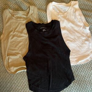 American Eagle Tank Top Trio - Black, White, Olive